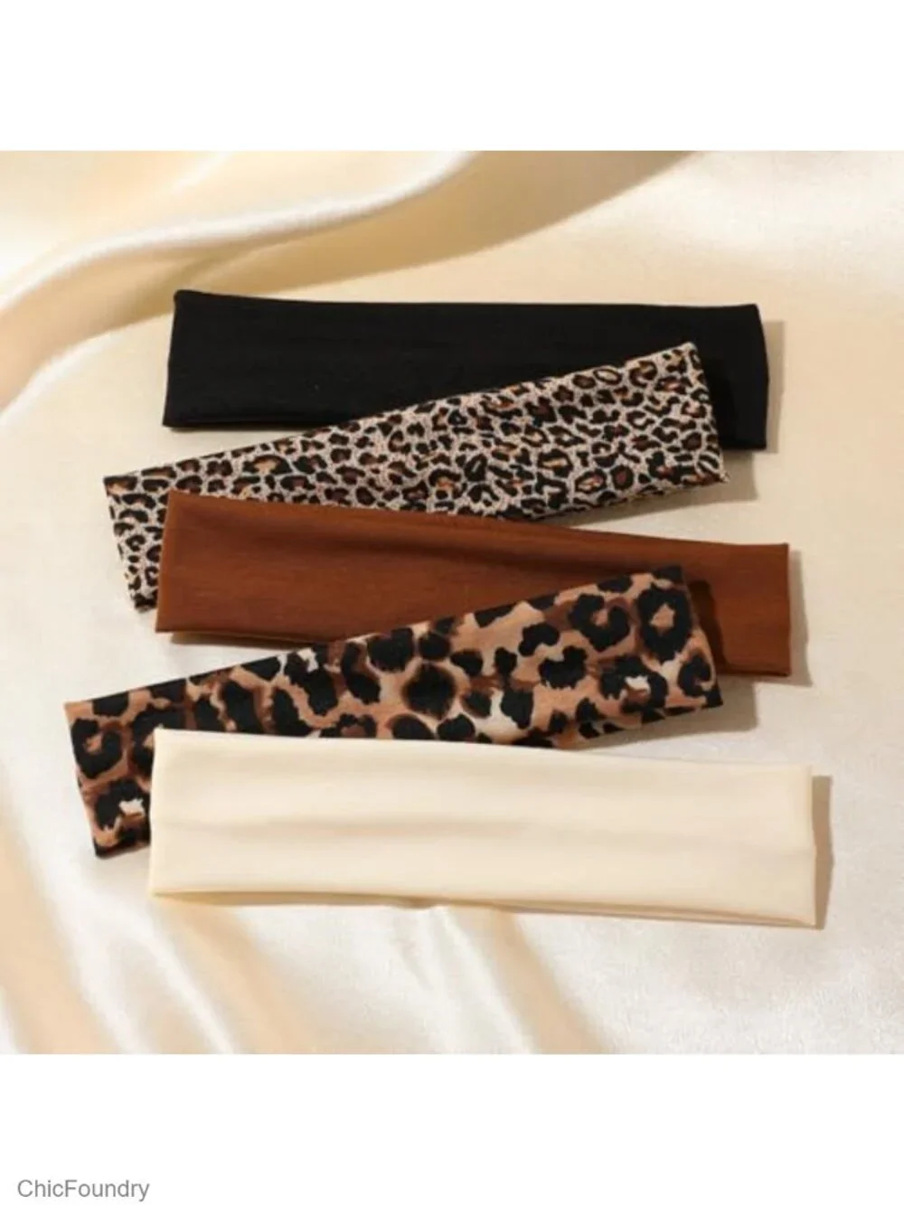 5-Piece Animal Print Headband Set for Women, Fashion Hair Bands